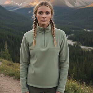 THE NORTH FACE Half Zip Fleece Pullover M Sweater Top Jacket Celery Green